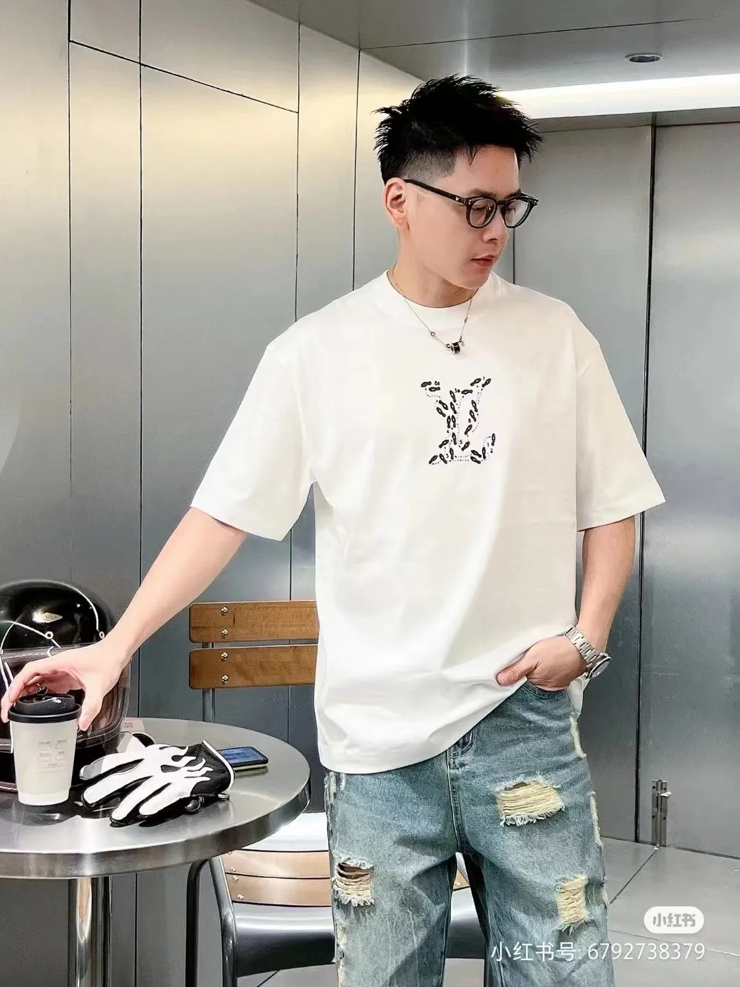Louis Vuitton/Louis Vuitton employee limited foam printed short-sleeves